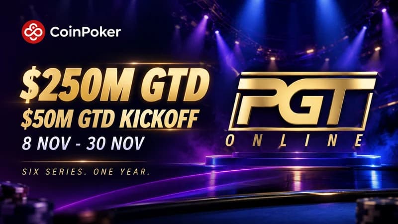 CoinPoker与PokerGO推线上巡回赛 季保底2.5亿美元