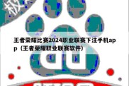 王者荣耀比赛2024职业联赛下注手机app（王者荣耀职业联赛软件）