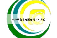 wpk平台官方版介绍（wpky）