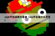 wpk平台运营方是谁（wp平台是什么意思）