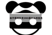 关于德州扑克SNG是什么的信息