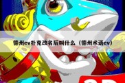 德州ev扑克改名后叫什么（德州术语ev）