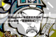 德州ggpoker有透视软件挂吗（wepoker德州 一键透视购买）