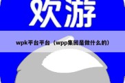 wpk平台平台（wpp集团是做什么的）