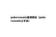 pokersnowie备用网址（pokersnowie上不去）