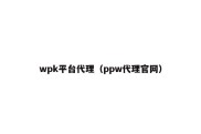 wpk平台代理（ppw代理官网）