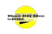 德州ggpoker透视方法（安卓wepoker德州透视挂）