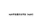 wpk平台是什么平台（wpki）